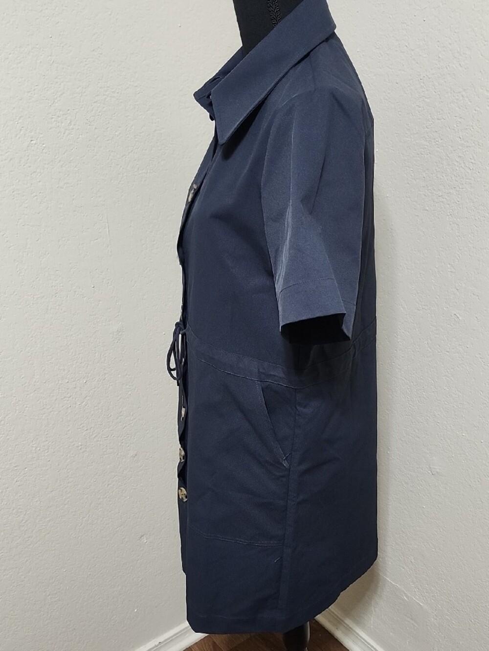 Tuckernuck Navy Blue Drawstring Carson Shirt Dress Sz S EUC Quiet Luxury Minimal - Picture 9 of 12